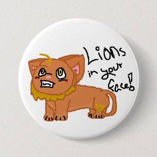 Macaron Rond 7,6 Cm Lions dans votre visage ! bouton