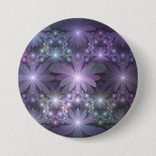 Macaron Rond 7,6 Cm Lit de fleurs tendance brillant art fractal abstra