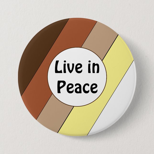 Macaron Rond 7,6 Cm Live in Peace- Racial Harmony Button (Devant)