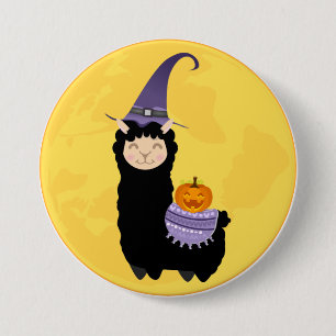 Macaron Rond 7,6 Cm Llama noire d'Halloween