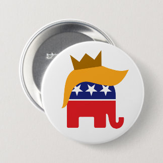 Macaron Rond 7,6 Cm Logo Trump Elephant Hair avec Couronne