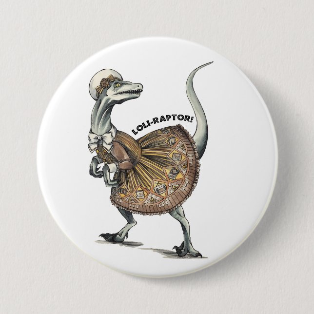 Macaron Rond 7,6 Cm Loli Raptor (Devant)