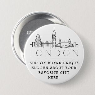 Macaron Rond 7,6 Cm Londres Skyline   Bouton Fente personnalisée