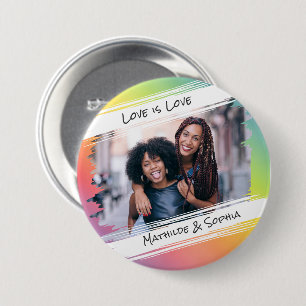 Macaron Rond 7,6 Cm Love is Love Modern Rainbow Ajouter votre photo et