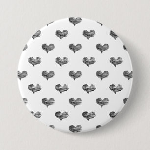 Macaron Rond 7,6 Cm Love Valentine's Day Black Heart Sketch