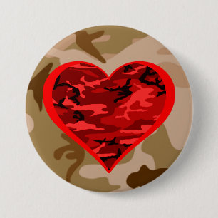 Macaron Rond 7,6 Cm Love You Red Camo Heart Militaire Valentine Button