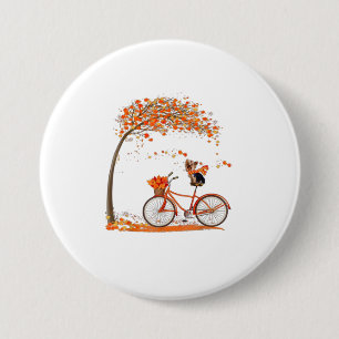 Macaron Rond 7,6 Cm Lovely Yorkie en automne drôle de chien à vélo