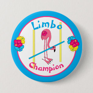 Macaron Rond 7,6 Cm Luau Tropical Party Flamant rose Limbo Champion 3"