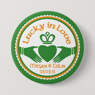 Macaron Rond 7,6 Cm Lucky in Love Irish Claddagh Mariage