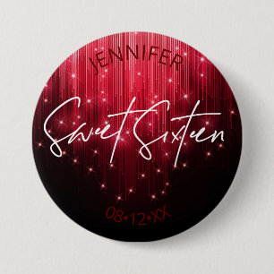 Macaron Rond 7,6 Cm Lumières en cascade Sweet 16 Red ID790