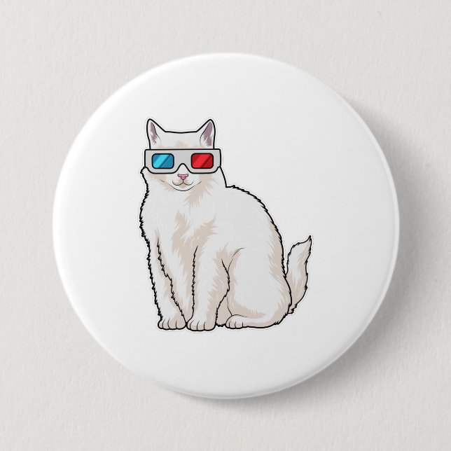 Macaron Rond 7,6 Cm Lunettes de chat (Devant)