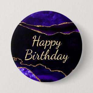 Macaron Rond 7,6 Cm Luxe Purple Gold Parties scintillant Agate Joyeux 