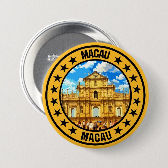 Macaron Rond 7,6 Cm Macao (Devant & derrière)