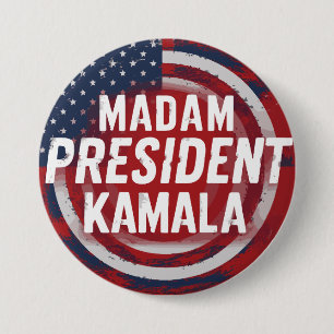 Macaron Rond 7,6 Cm Madame la Présidente Kamala Harris