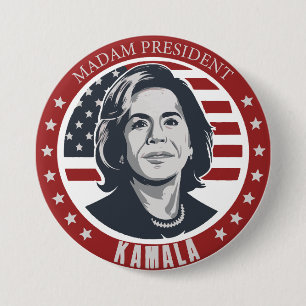 Macaron Rond 7,6 Cm Madame la Présidente Kamala Harris