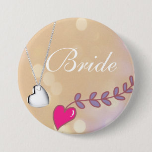 Macaron Rond 7,6 Cm Magnifique cœur rose et argent mariage de la marié
