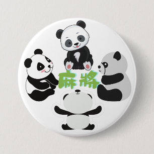 Macaron Rond 7,6 Cm Mahjong Panda Cute Funny