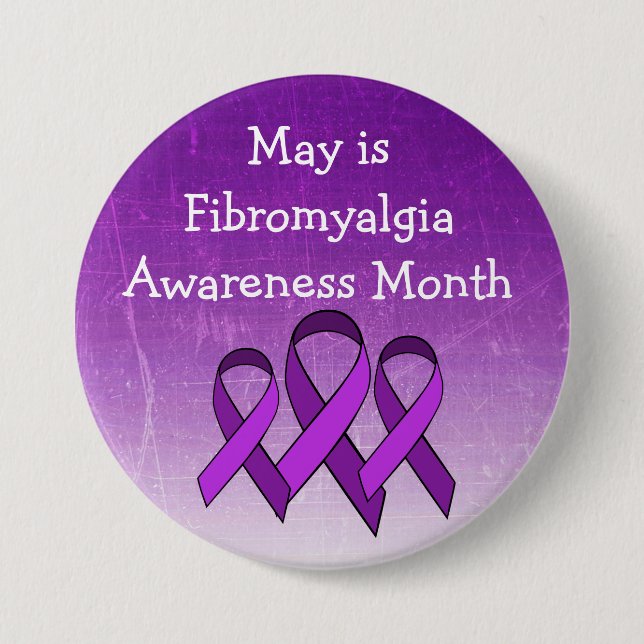 Macaron Rond 7,6 Cm Mai est le bouton Fibromyalgie (Devant)