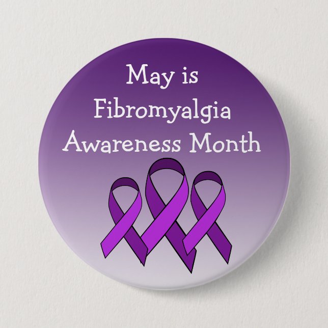 Macaron Rond 7,6 Cm Mai est le bouton Fibromyalgie (Devant)
