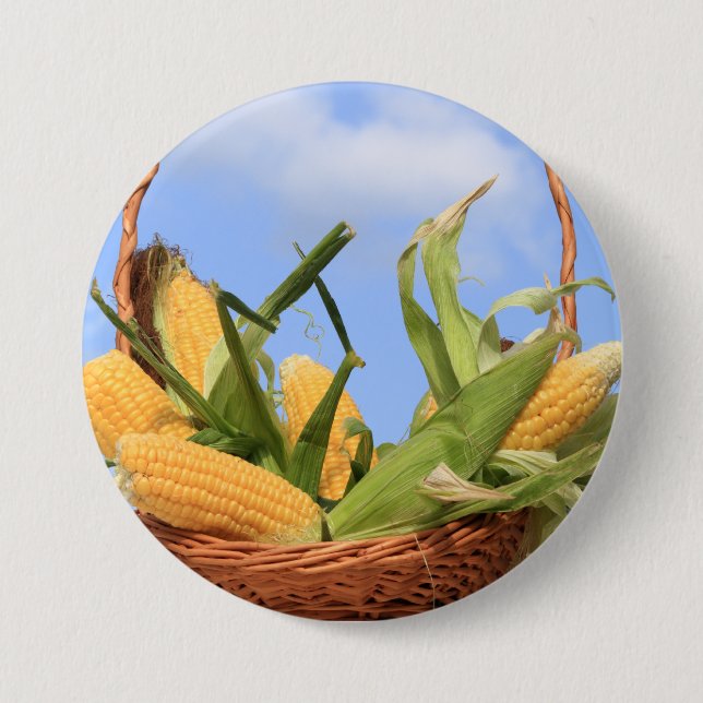 Macaron Rond 7,6 Cm Maïs sur le bouton Cob (Devant)