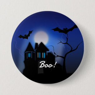 Macaron Rond 7,6 Cm Maison effrayante, Hou !
