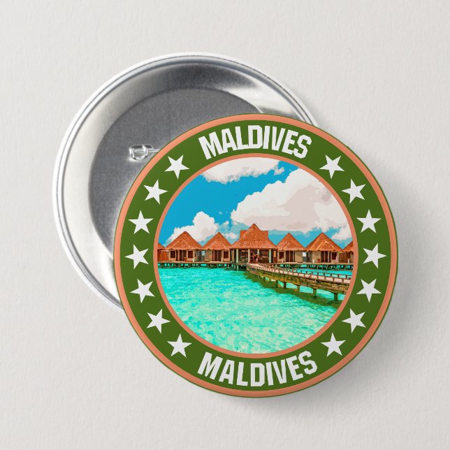 Macaron Rond 7,6 Cm Maldives (Devant & derrière)