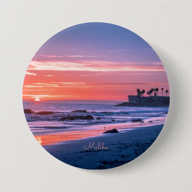 Macaron Rond 7,6 Cm Malibu, CA photo pittoresque (Devant)