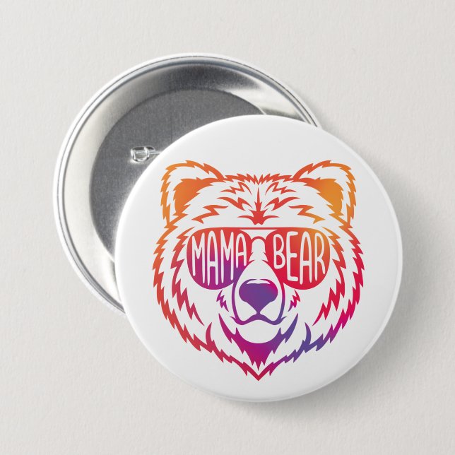 Macaron Rond 7,6 Cm Mama Bear (Devant & derrière)