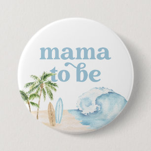 Macaron Rond 7,6 Cm Mama to Be Baby on Board Baby shower de plage