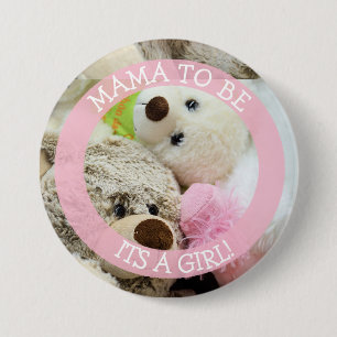 Macaron Rond 7,6 Cm Mama to be, bouton baby shower, Nounours