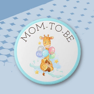 Macaron Rond 7,6 Cm Maman À Être Baby shower Bouton Giraffe