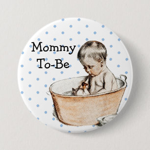 Macaron Rond 7,6 Cm Maman à être bouton de baby shower