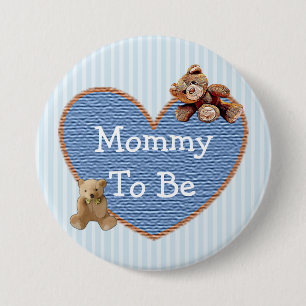 Macaron Rond 7,6 Cm Maman à être bouton de baby shower d'ours de