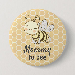 Macaron Rond 7,6 Cm Maman à être nouvelle Mère Honeybee Bee Baby showe