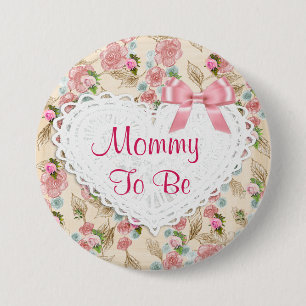 Macaron Rond 7,6 Cm Maman assez florale à être bouton de baby shower