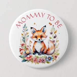 Macaron Rond 7,6 Cm Maman doit être   Baby Fox et Baby shower de fleur