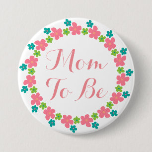 Macaron Rond 7,6 Cm Maman doit être Baby shower rose bleu floral
