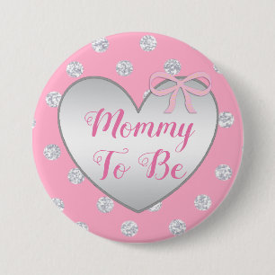 Macaron Rond 7,6 Cm Maman doit être rose et Baby shower de la corbeill