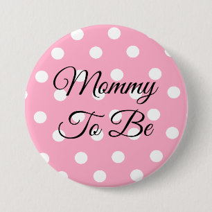 Macaron Rond 7,6 Cm Maman rose et blanche de point de polka à être