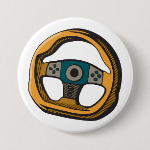 Macaron Rond 7,6 Cm Manette de direction de course pour joueur