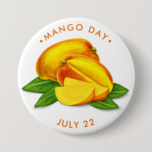 Macaron Rond 7,6 Cm Mango Day, aquarelle mangue