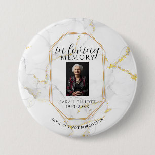 Macaron Rond 7,6 Cm Marbre avec souvenir doré d'un être cher
