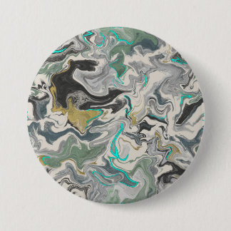 Macaron Rond 7,6 Cm Marbrure de pierre avec veines de turquoise 3" Ron