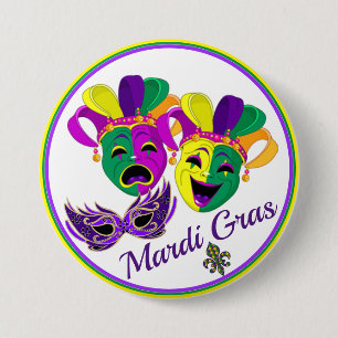 Macaron Rond 7,6 Cm Mardi Gras Party Coloré Big Button perles Masque