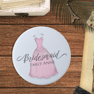Macaron Rond 7,6 Cm Mariage Bridesmaid Rose Vintage robe Faveur