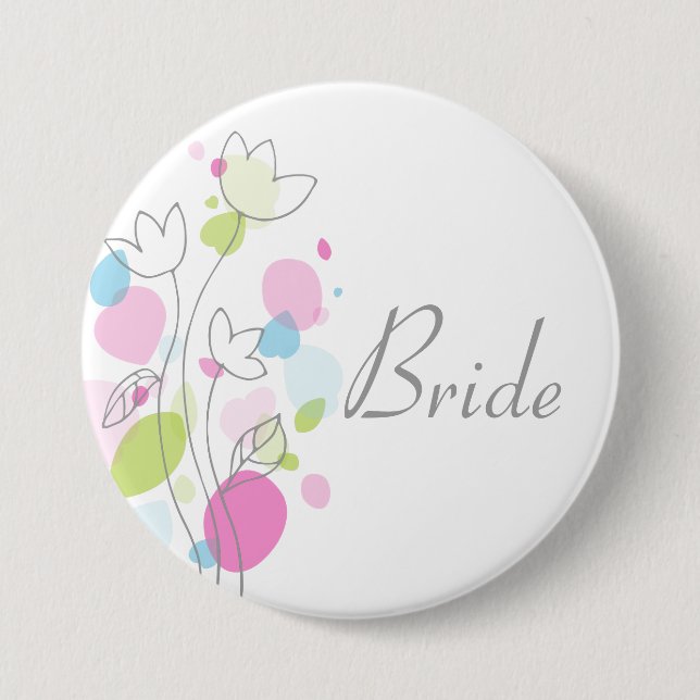 Macaron Rond 7,6 Cm Mariage Confetti moderne pin / bouton (Devant)