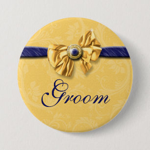 Macaron Rond 7,6 Cm Mariage nuptiale jaune de partie de marine