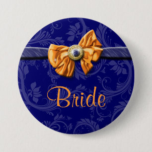 Macaron Rond 7,6 Cm Mariage nuptiale orange de partie de bleu marine