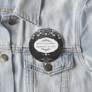 Macaron Rond 7,6 Cm Mariages à la typographie sur tableau noir