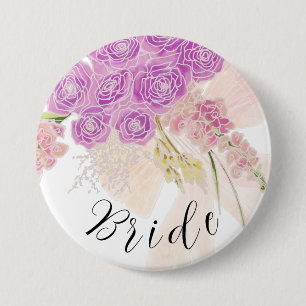 Macaron Rond 7,6 Cm Mariées à l'arc rose La Boca Rosa et bouquet